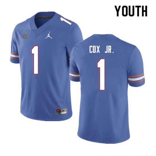 Youth Florida Gators #1 Brenton Cox Jr. NCAA Nike Blue Authentic Stitched College Football Jersey TNF0462FP